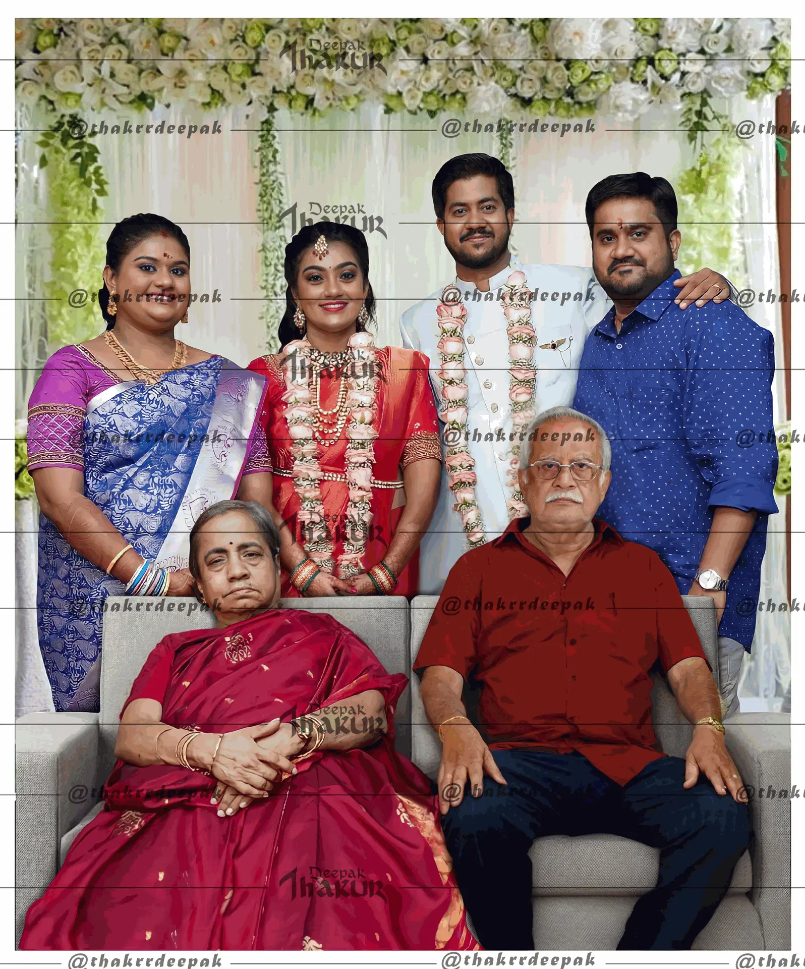 Merging of the father image into a group photo of marriage
